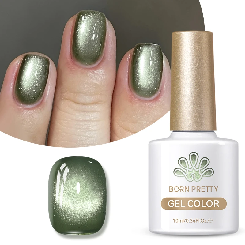 

BORN PRETTY 10ml Dark Emerald Green Cat Magnetic Gel Nail Polish Glass Bead Soak Off UV Varnish Nail Art Manicure Salon DIY Home