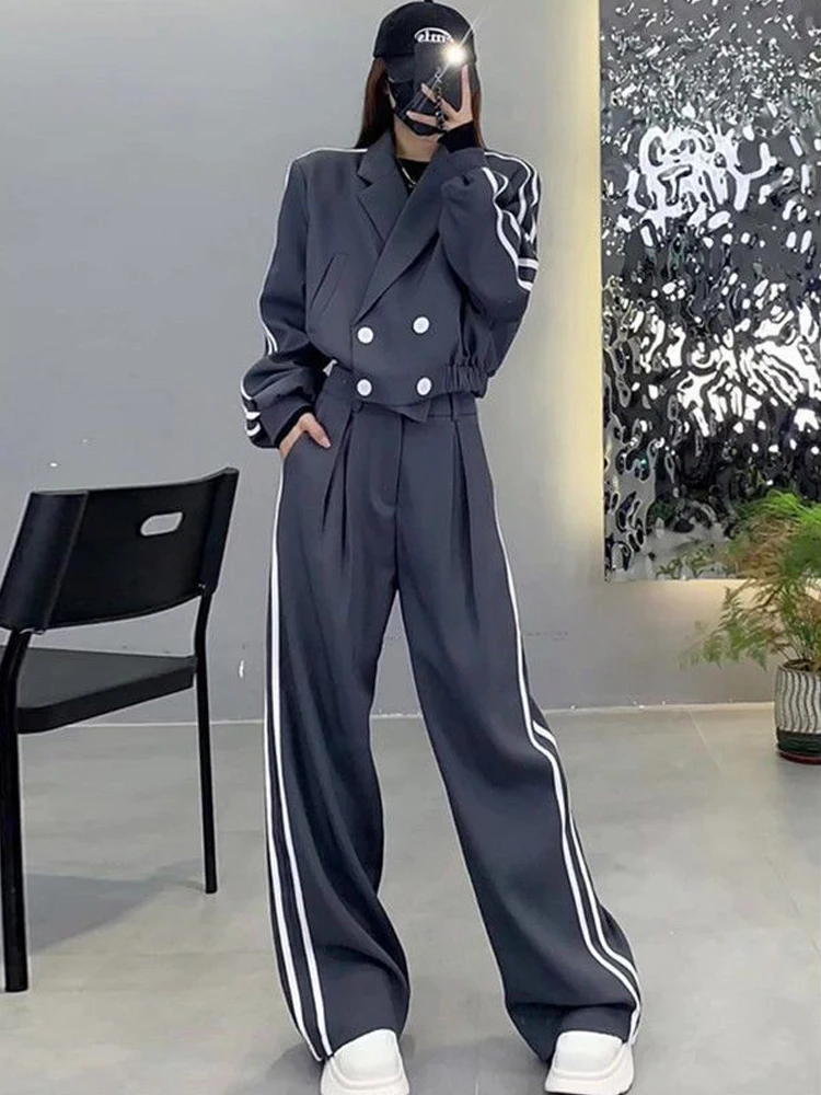 

Women's Thiened Two-Bar Suit Set High Waist Wide Leg Pants Autumn Winter New Sle Faionable Two-Piece Set European Korea...
