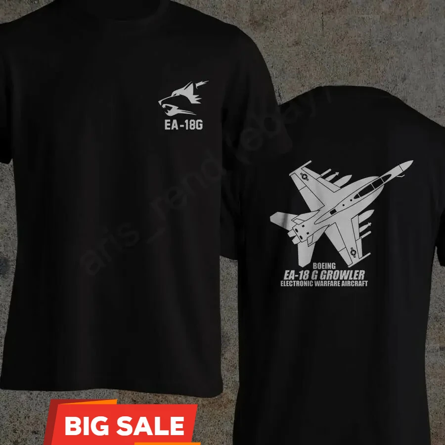 EA-18G Growler Electronic Warfare Aircraft T-Shirt 100% Cotton O-Neck Summer Short Sleeve Casual Mens T-shirt Size S-3XL