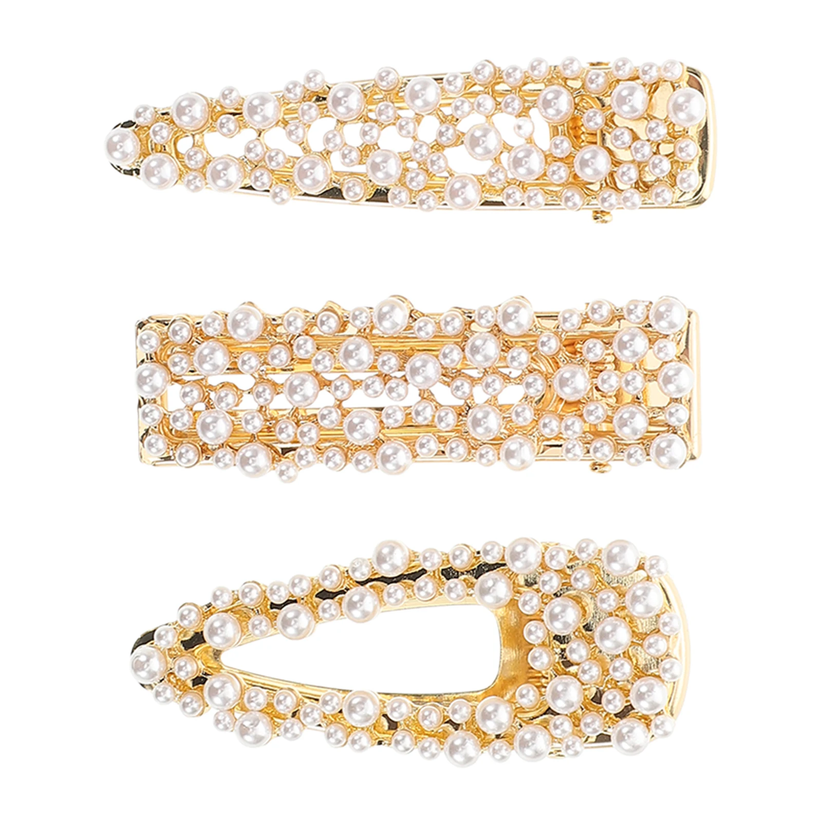

3pcs Pearl Clips Lightweight Elegant Duck Billed Barrettes Wedding Party Accessories Glitter Rectangle Clip French Jewelry Daily