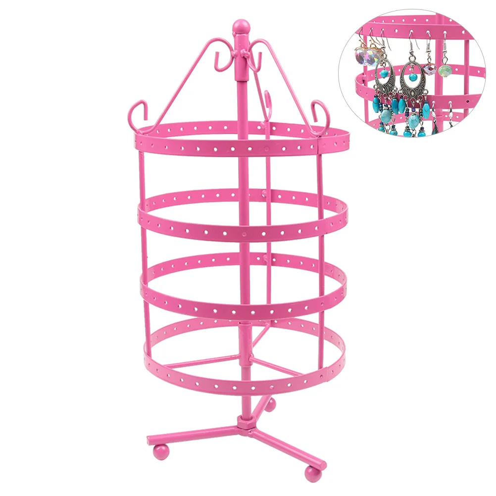 

Metal Four-layer Earrings Organizer Rotating Pedestal Jewelry Display Necklace Display Rack Earring Storage Tree Jewelry Holder(