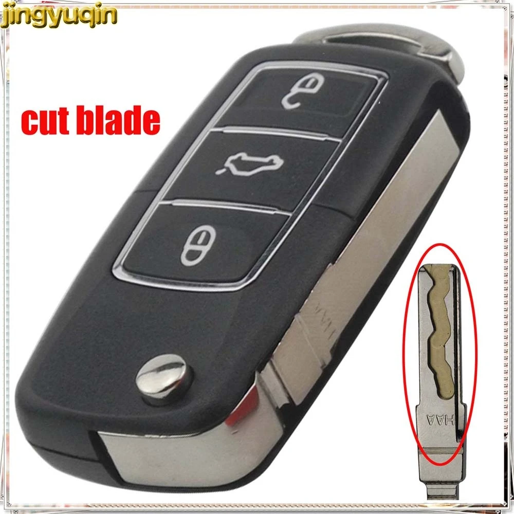 Jingyuqin 3 B Cutting Remote Car Key Blade Flip Case Shell Cover dla Volkswagen VW Golf Passat Polo Jetta Touran Bora Sharan