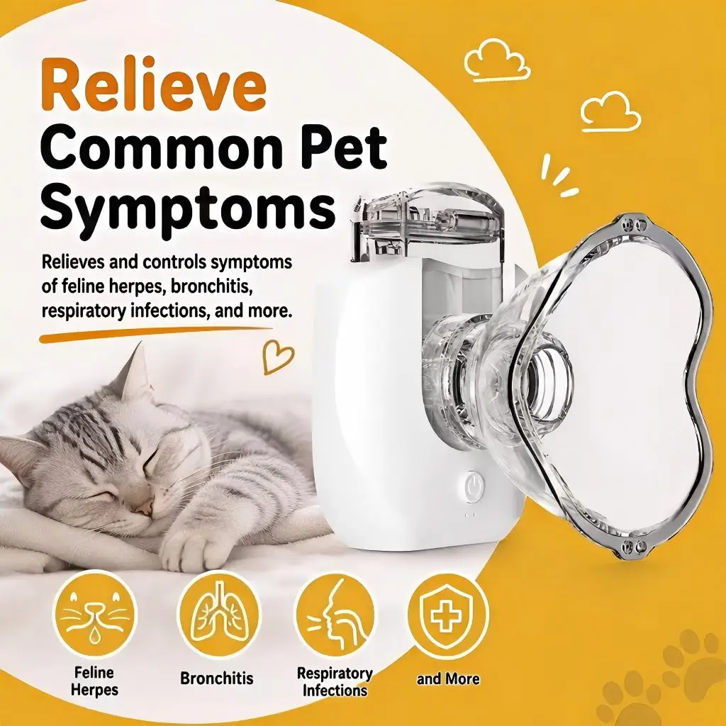 AiQUE Wiederaufladbarer Haustier-Inhalator Mini Tragbarer Tierzerstäuber Veterinär-Asthma-Inhalator Spacer-Gerät für Katzen & Hunde Gesundheitspflege – Detail 8