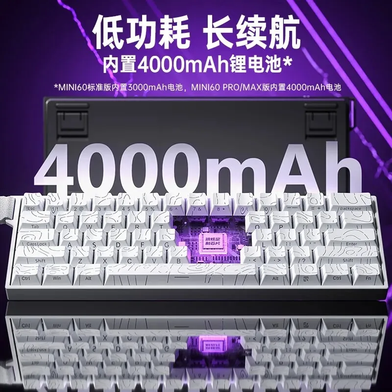 AULA MINI 60HE Pro Series Magnetic Switch Keyboard Three-mode for E-sports Games RGB RT0.01mm 8K Scan Rate 4000mAh Battery Life