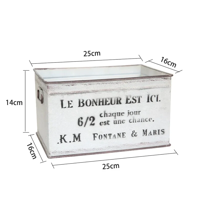 Rectangular Large Caliber Ironwork Flower Pot European Retro Garden Decoration Home Balcony Horticulture Plant Cultivation Box
