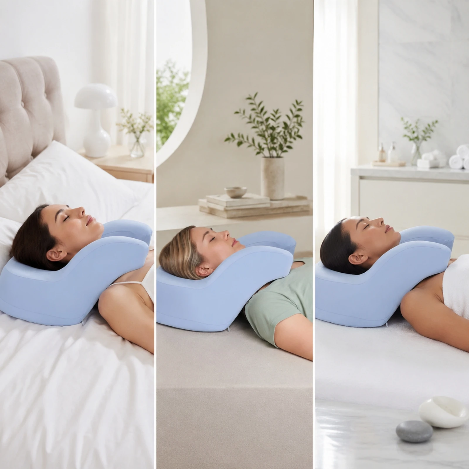 Back Sleeping Pillow with Neck Support Contoured Asymmetrical Contour Pillow Standard Size for Adults, Bedroom, Nighttime Rest