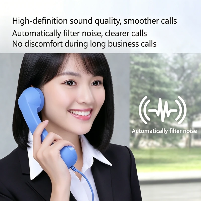 Retro Mobile Phone Handset Headphone Type-C Tangle Free Wire Landline Handle Receiver Telephone Style Handheld Phone Receiver