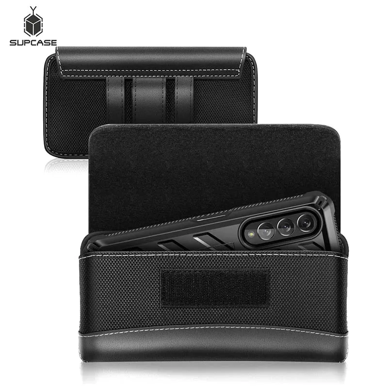 SUPCASE For Samsung Galaxy Z Fold 4 (2022)/Galaxy Z Fold 3 (2021) Case Wear-Resisting Leather Pouch Case with Vertical Belt Clip