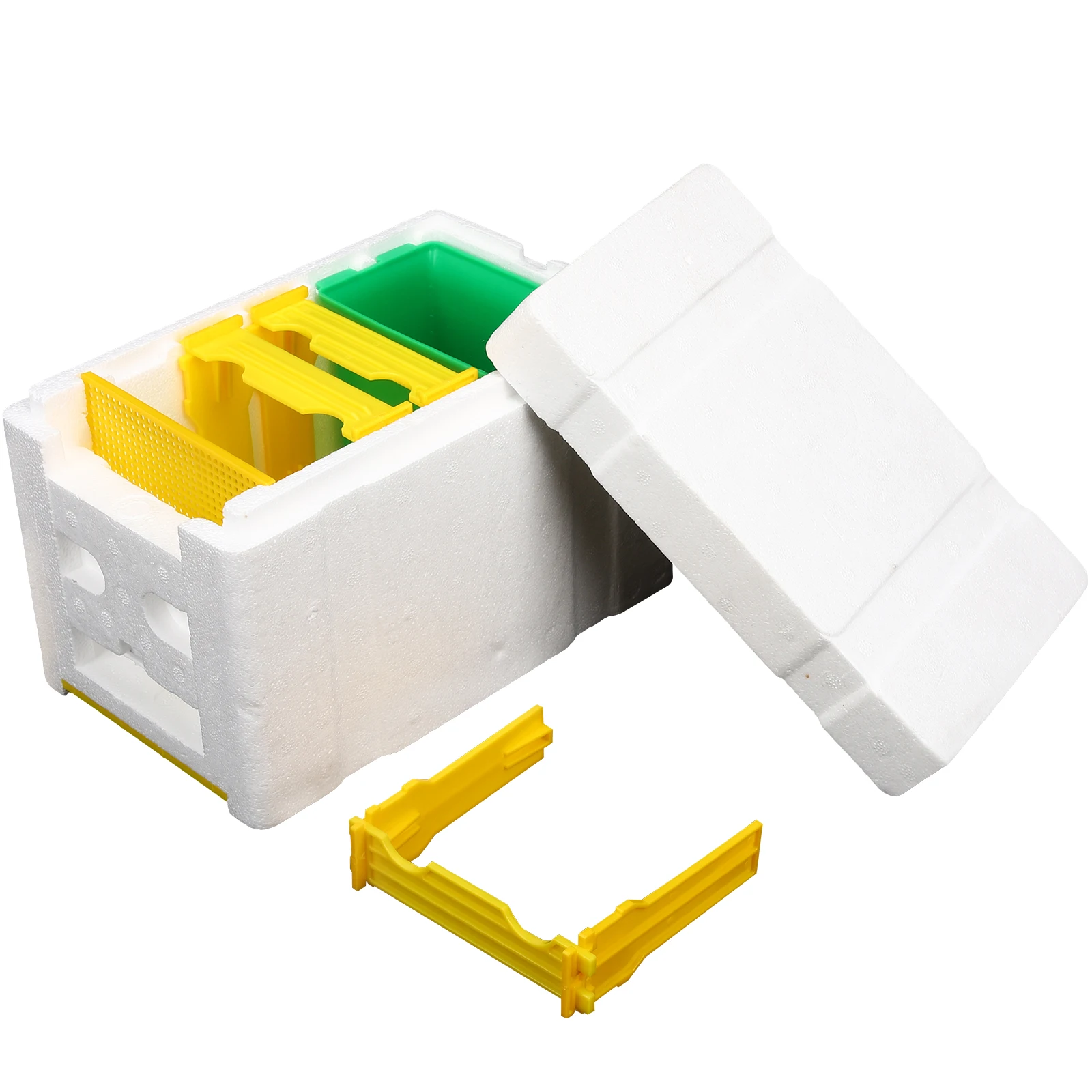 

3-рамочная коробка для улья, пластиковая пена, легкий инструмент для пчеловодства, профессиональный королевский разведение, садовая коробка для кровотечения пчел, кормушка