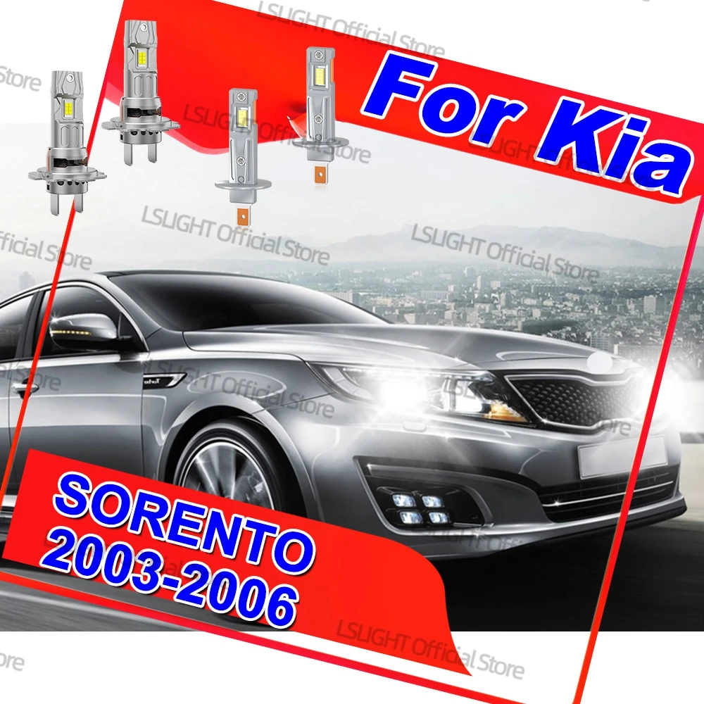 

2/4x High Low Beam Lights For Kia SORENTO 2003 2004 2005 2006 LED Headlights 3570 CSP Bright White 6000K 12V Plug&Play