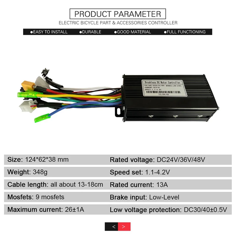 24V 36V 48V 500W 750W Three-Mode 9 Tubes Brushless 26A Controller Throttle Brake Kit with LED SW900 Display E-Bike Parts