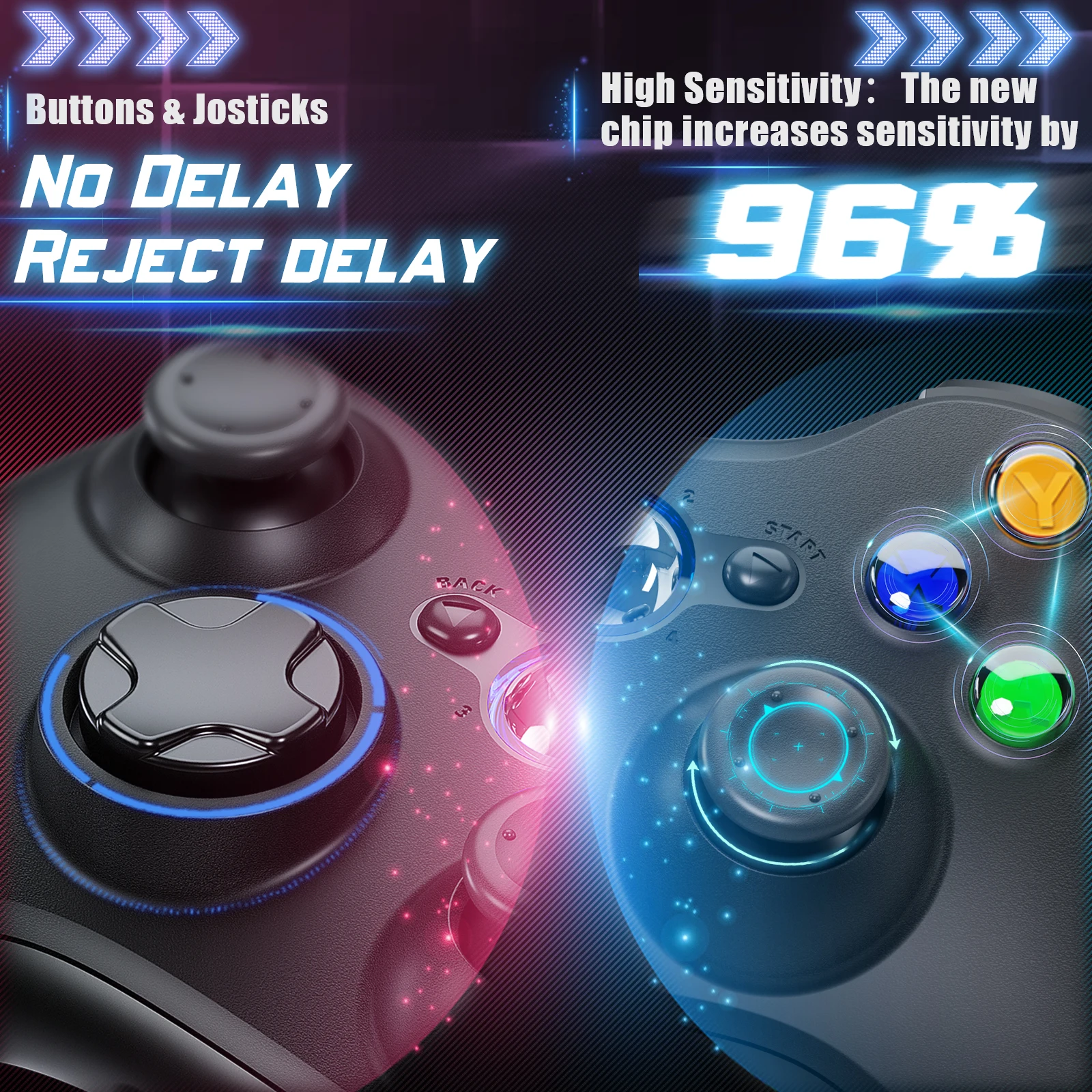 لوحة ألعاب 2.4G لأجهزة Xbox 360 - عصا تحكم ثلاثية الأبعاد بتأثير قاعة الاهتزاز المزدوج، وحدة تحكم لاسلكية تدعم جهاز التحكم عن بعد في ألعاب الكمبيوتر الشخصي الذي يعمل بنظام Windows