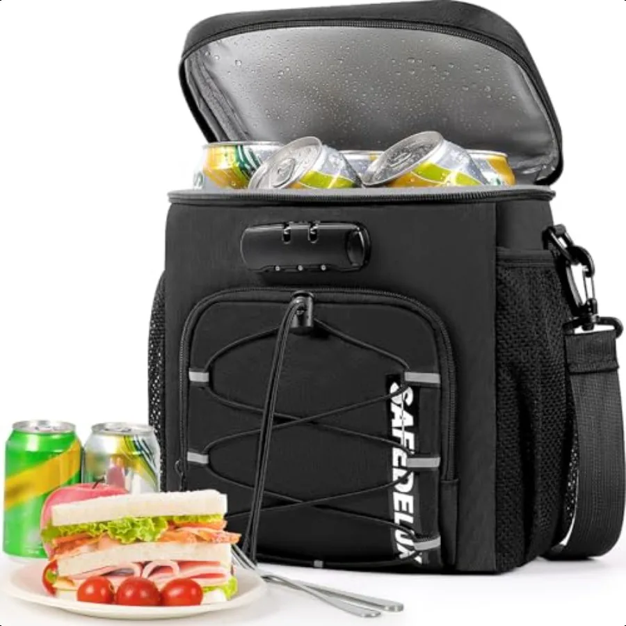 

Lunch Bag with Combination Lock Lunch Box for Men Women Adjustable Shoulder Strap Leakproof Soft Cooler for Commute Travel Outd