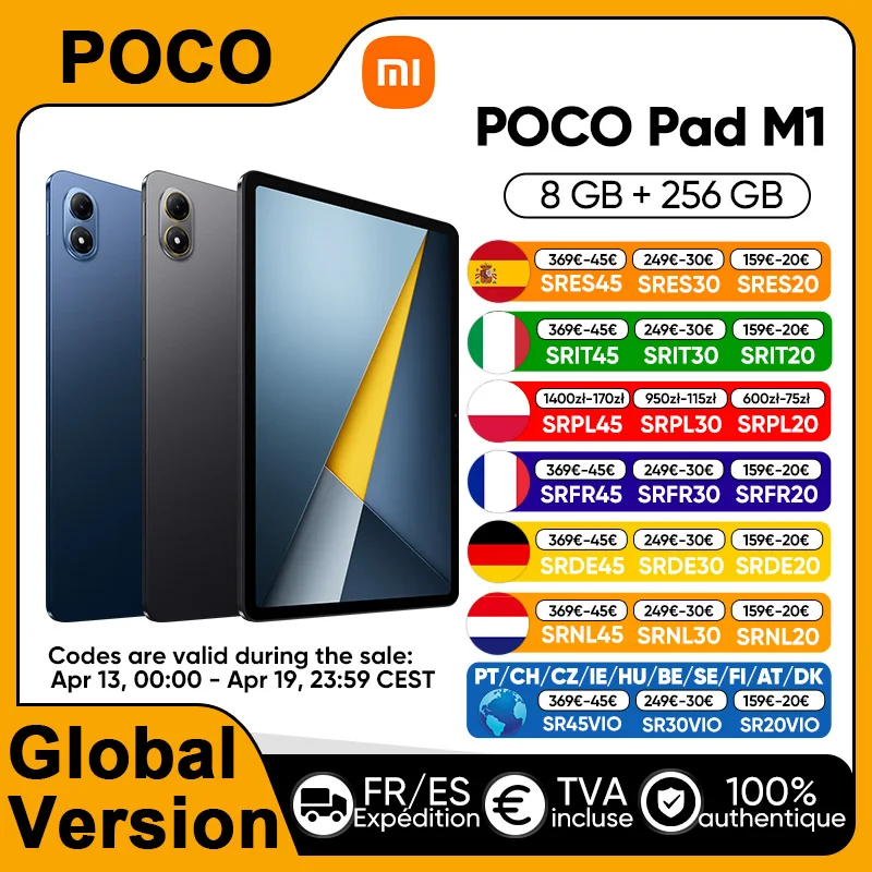 Tablette POCO Pad M1 version mondiale Snapdragon ®   7s Gen 4 12,1 pouces 120 Hz Écran ultra-clair 2,5K 12000 mAh Charge rapide 33 W