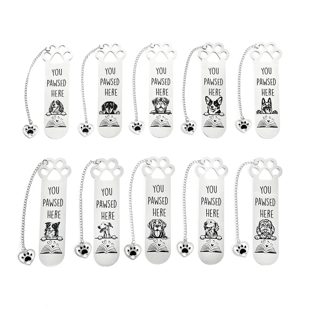 Cute dog stainless steel bookmark -cartoon with pendant bookmark,suitable for dog lovers reading collectionsmall gift