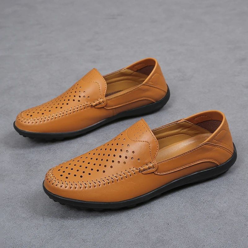 Mocasines de Cuero Genuino para Hombre, Transpirables, Estilo Náutico, Casuales, de Diseño Italiano, Suaves