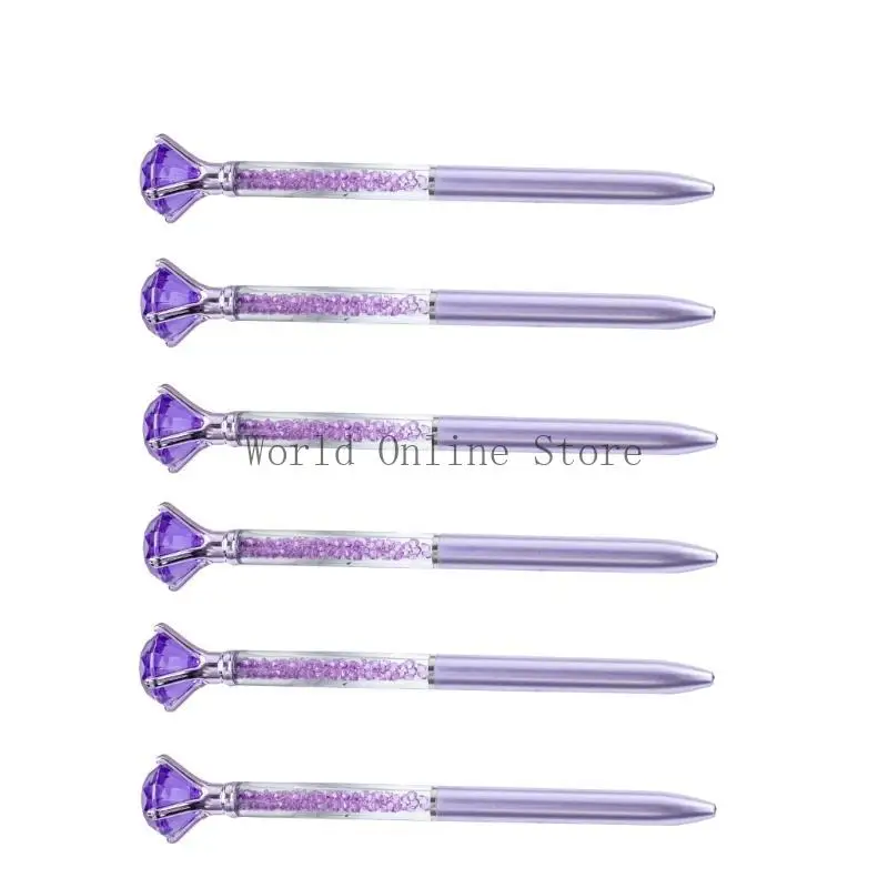 

6pcs Big Crystal BallPoint Pen для женщин, ручка Crystal Ballpoint для офиса, наполнители, украшение 87HC