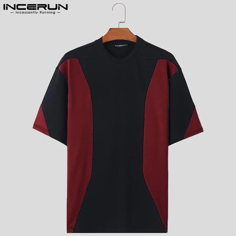 INCERUN-Économie d'épissure de vent Lomatéritive pour hommes, Style coréen décontracté, Streetwear masculin à manches courtes, Camiseta S-5XL, Y-2024