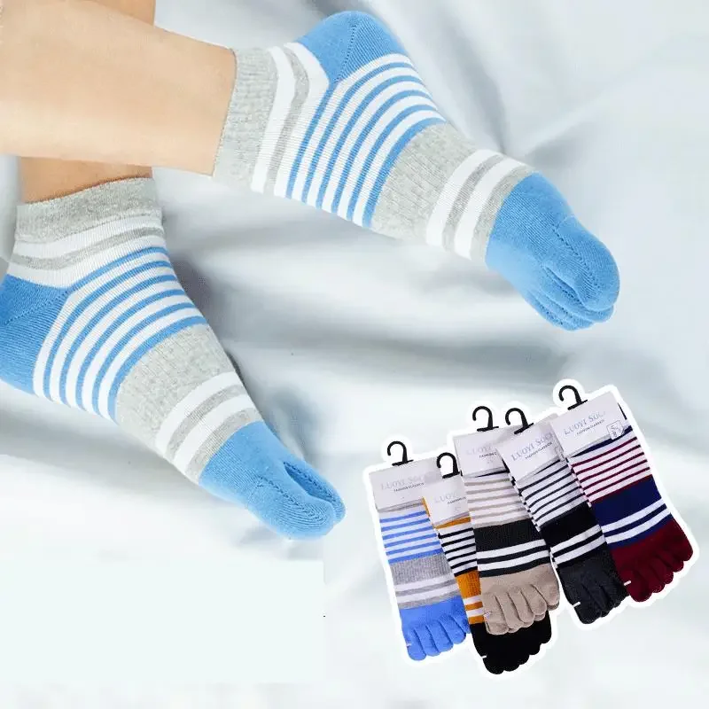 

5 Pairs Five Finger Socks Leisure Stripe Low Tube Men's And Women's 5 Toe Ankle Socks