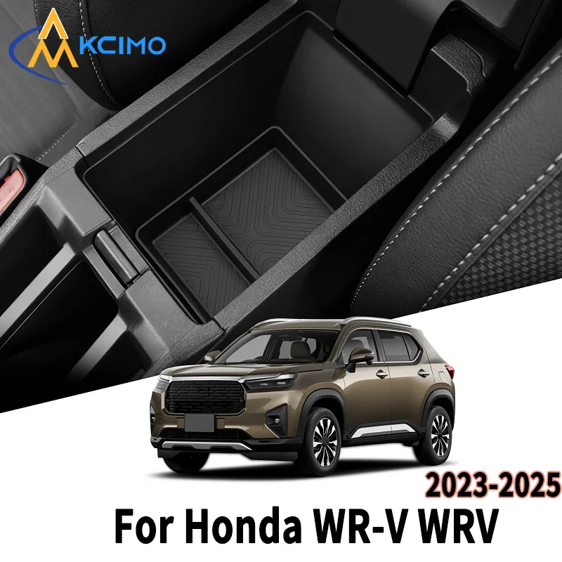 

Fit For Honda WR-V WRV 2023-2025 Armrest Lower Storage Box TPE Material Car Interior Organizer Black Tidying Tray Anti-Slip Auto