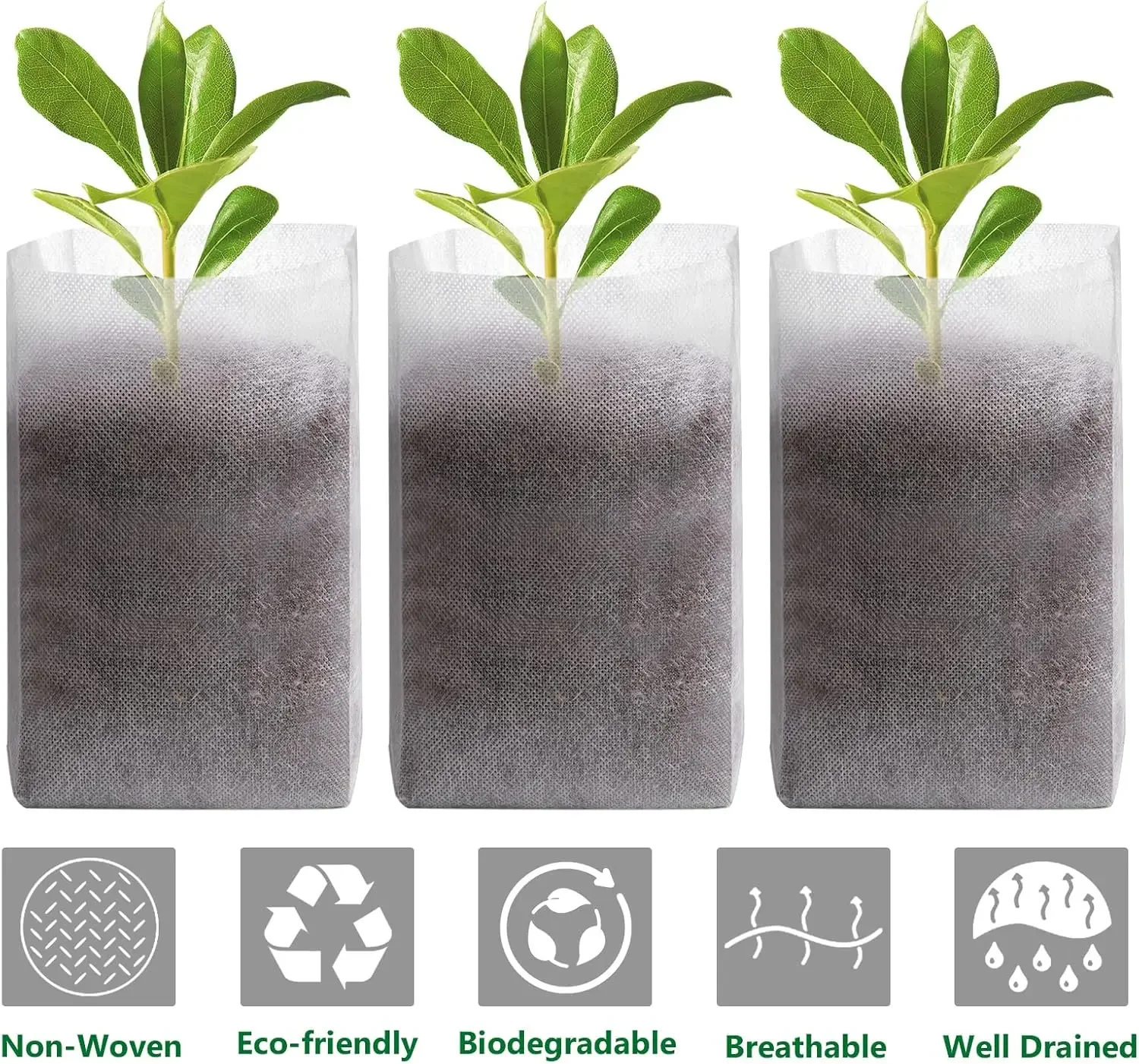 Eco-Friendly Fabric Seedling Bags Degradable Non-Woven Plant Pots for Gardening Breathable Nursery Containers for Vegetables