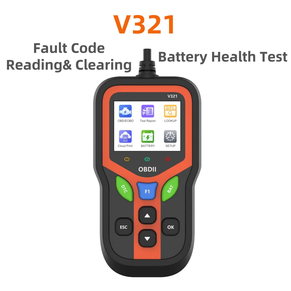

V321 Автомобильный сканер OBD2, инструмент для чтения и очистки кодов неисправностей, тест аккумулятора, автомобильный тестер напряжения, профессиональные автомобильные диагностические инструменты