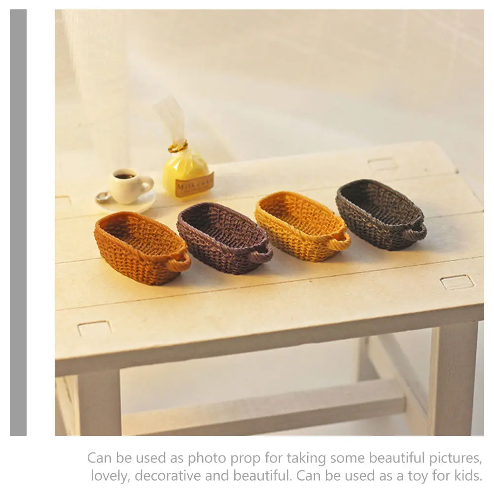 

4Pcs Adorable Mini Basket for Mini House Decoration Realistic Craftsmanship Lightweight Compact Size Photo Prop Kids Room Decor