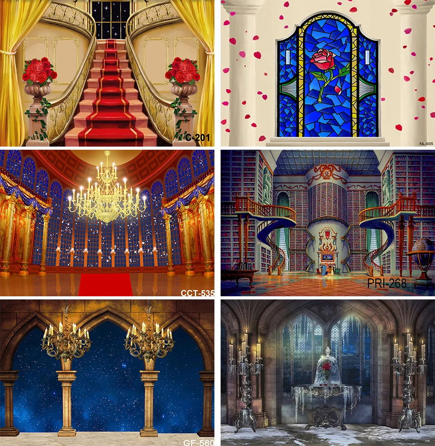 Beauty and The Beast Palace Backdrop for Photography Palace Background for Photo Studio Red Carpet Party Decoration Supplies