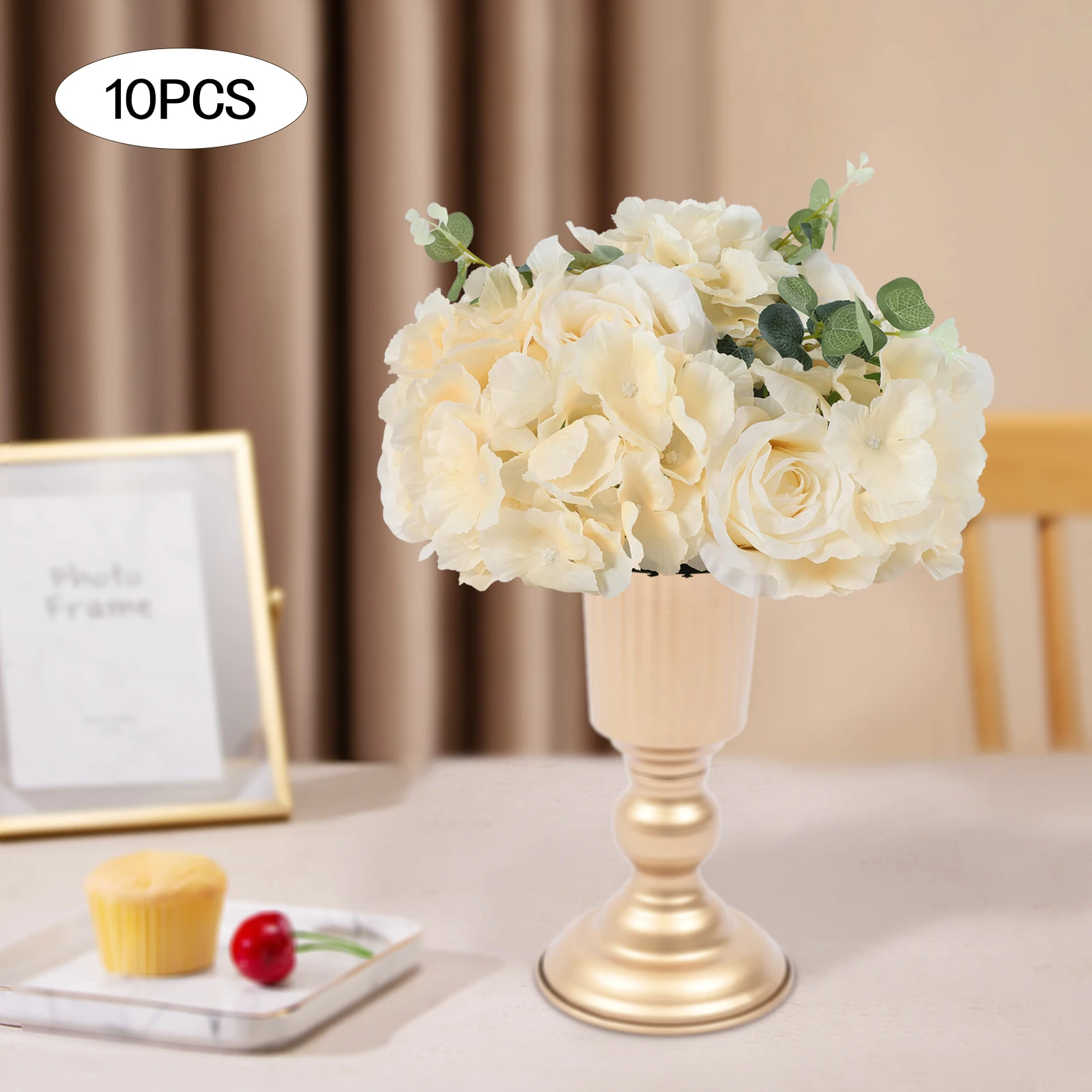 Flower Ball Arrangement Bouquet 10 Pcs Fake Flowers Roses Balls for Centerpieces Tables Artificial Rose Arrangements for Wedding