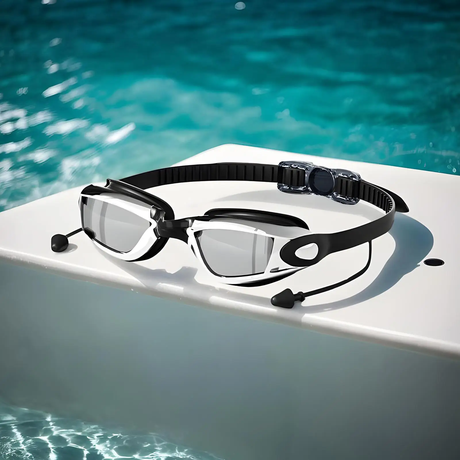 نظارات السباحة الرجال نظارات الماء مع سدادات الأذن المضادة للأشعة فوق البنفسجية لا تسرب نظارات السباحة للنساء الرجال المبتدئين الغوص #4