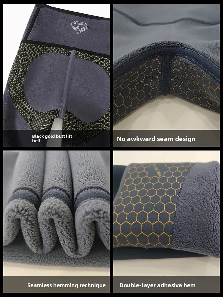 Pantalon de yoga doublé Fce taille haute Vêtements d'extérieur pour femmes Pantalon en coton chaud résistant au froid Arche Bite Pantalon slim Contrôle du ventre B...