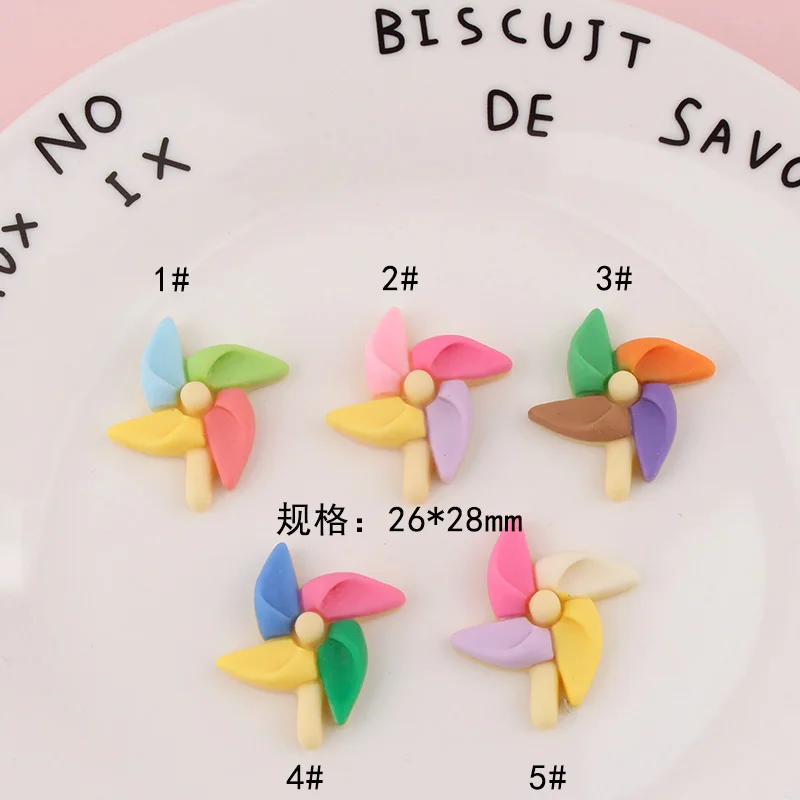 10pcs Color Small Windmill Resin Accessories Diy Handmade Cream Glue Mobile Phone Case Stationery Box Material Decoration