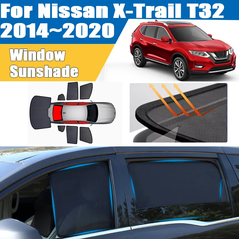 

For Nissan X-Trail Rogue T32 2014~2020 Window Visor Heat Insulation Mesh Sunshade UV Protection Sunshade Car Shading Accessories