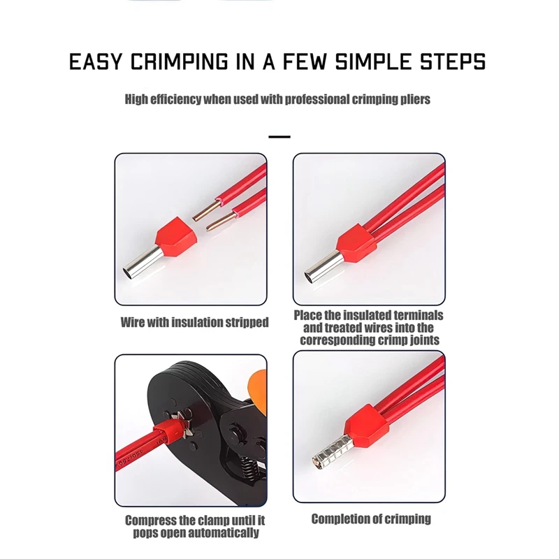 Double Wire Ferrules Kit, 500Pcs Wire Ferrule Terminals, Insulated Ferrule Crimp Pin Terminals, Cord Pin End Terminal Durable