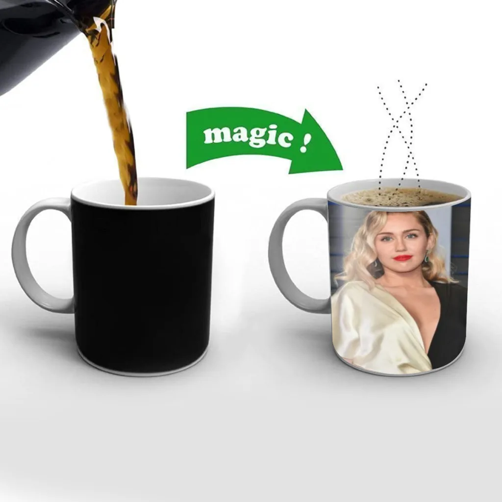 

Miley Cyrus album Vintage Mugs Cup Changing Color Magic Mugs Heat Sensitive Tea Cup Coffee Mug Gift Mug Drop Shipping