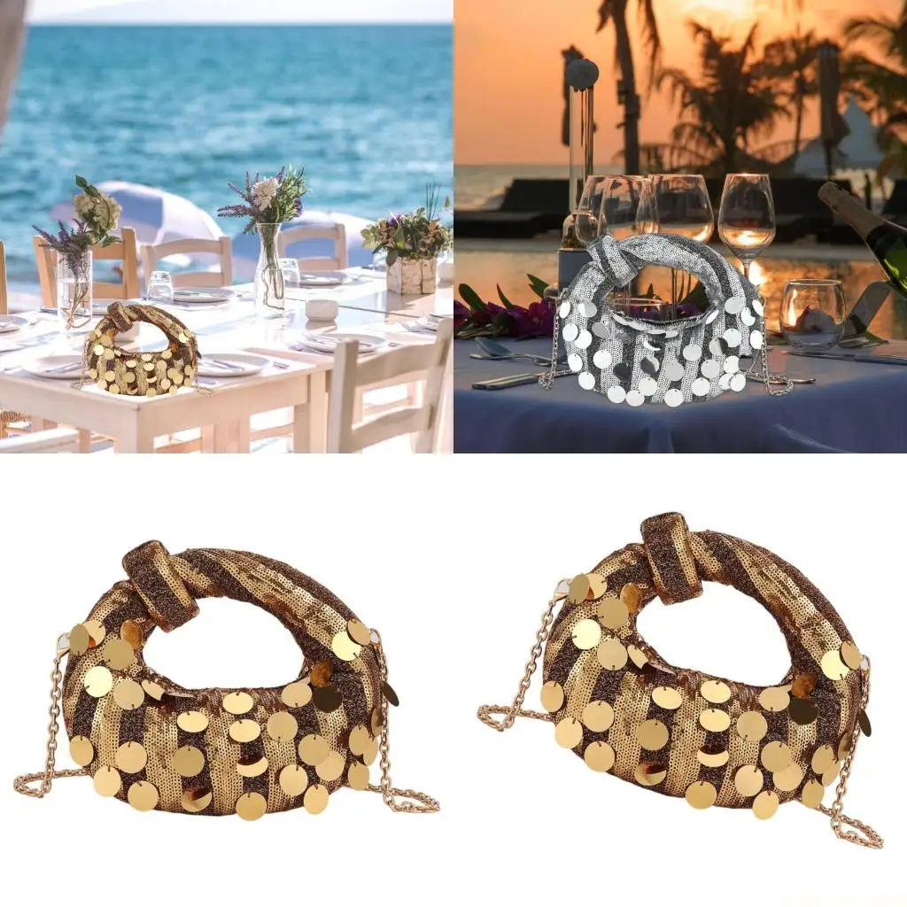 

X90D Стильная блестящая вечерняя сумка с практической подкладкой и регулируемым цепным ремнем для плеч сумки для вечеринок для