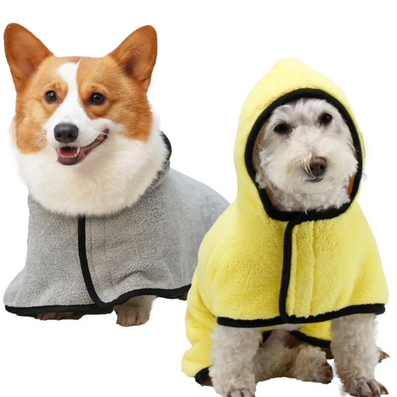 

Pet Bathrobe Coral Fleece Dog Towel Quick Dry Absorbent Warm Winter Cloak Poncho Style Soft Bath Coat For Small Medium Large Dog