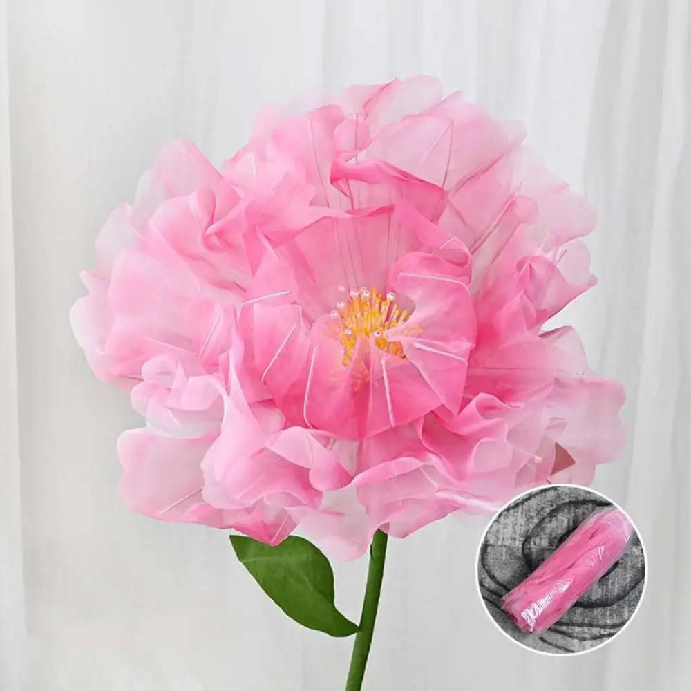 Artificial realistic Silk Poppy Pink Large Flower Head Home Party Decoration Layered Fluffy Petals Floor Display Fake Flowers