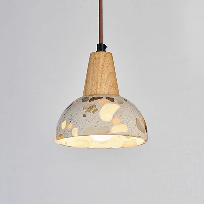 

Nordic Creative Terrazzo Half Round Atmosphere Pendant Lamp Modern Home Apartment Restaurant Decoration Droplight Room LED Light