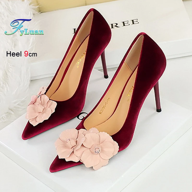 

Summer New Arrival Women's Pumps Popular Temperament Flower Design 9cm Super High Heels Ladies Versatile Bridesmaid Single Shoes