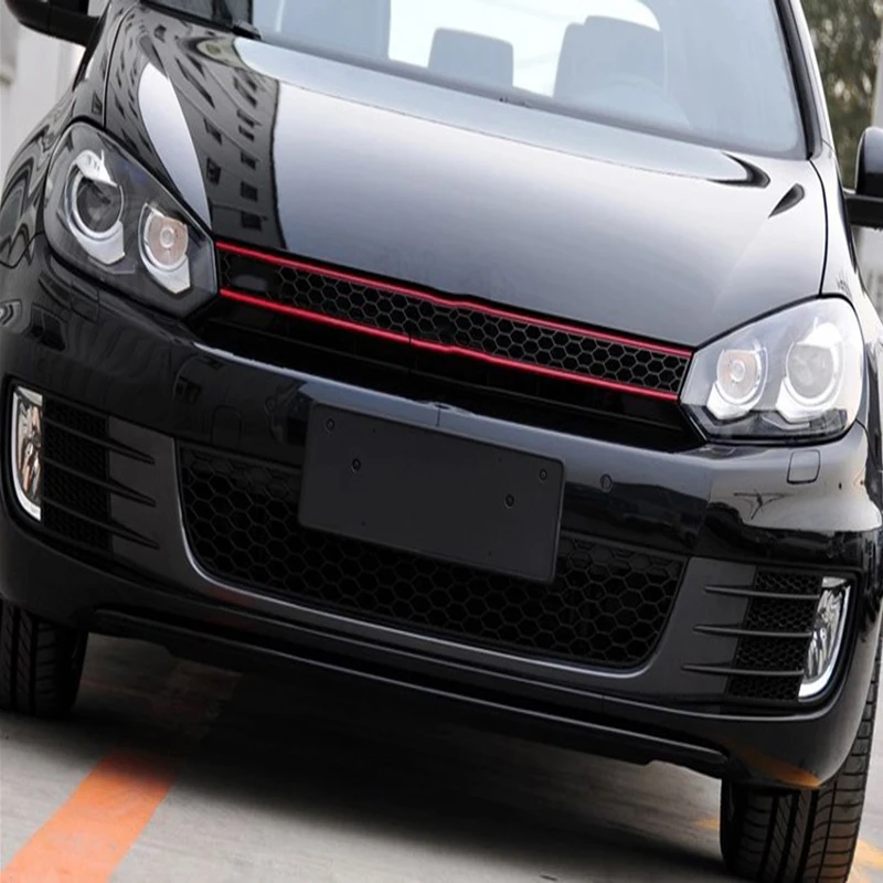 5 PC Universal แถบสะท้อนแสงรถสติกเกอร์ Auto ด้านหน้า Grille Mouldings สีแดงกันน้ําอุปกรณ์ตกแต่งรถยนต์ชิ้นส่วนภายนอก