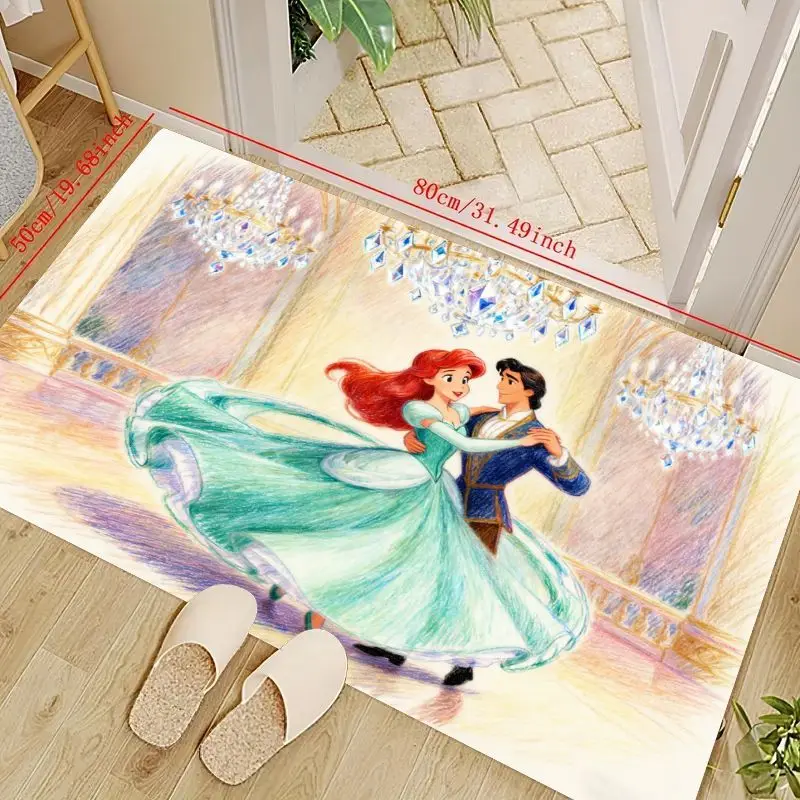 

1 шт., коврик для пола «Русалочка», принцесса Ариэль и принц, Эрик, танцевальный коврик, романтический сказочный мультяшный коврик для пары, нескользящий мягкий коврик