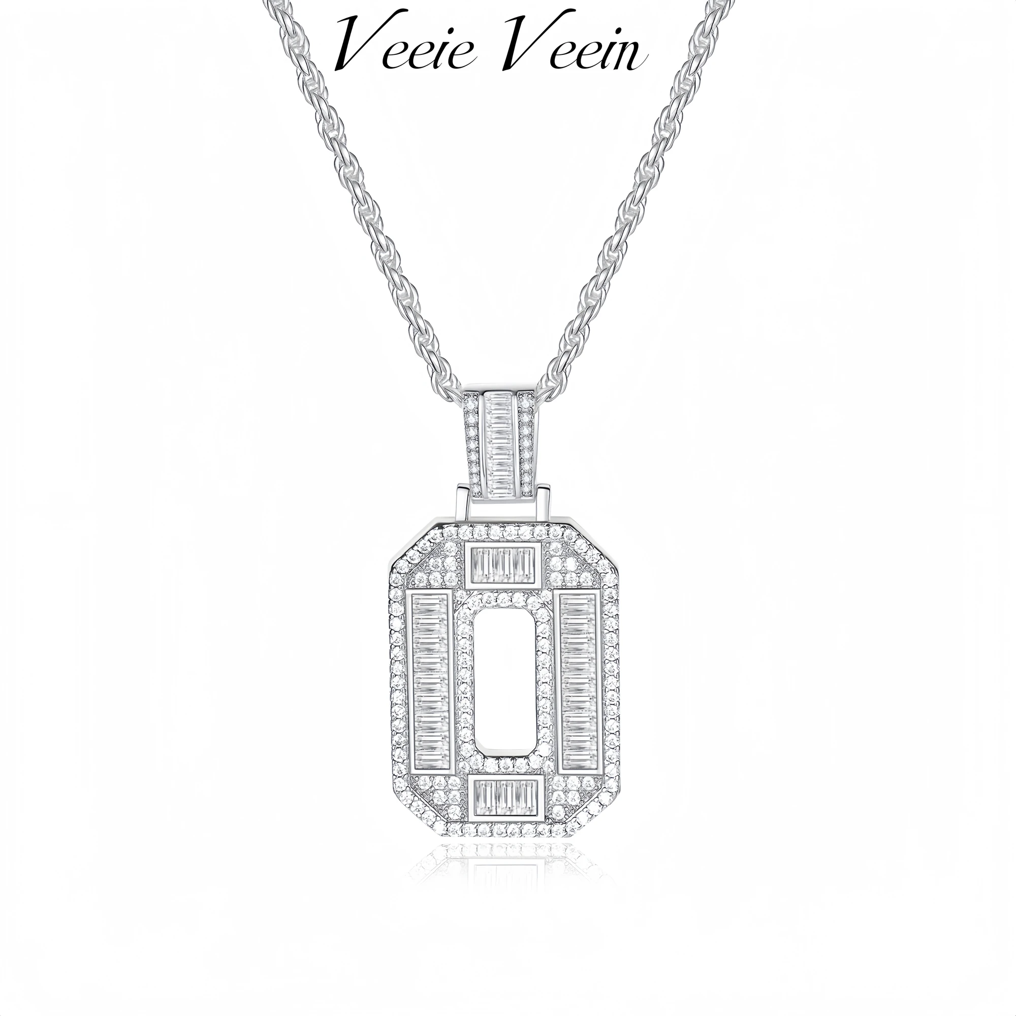 

Veeie Veein Роскошное брендовое новое ожерелье из стерлингового серебра S925 с муассанитом и цифровой подвеской, ожерелье, ювелирные изделия