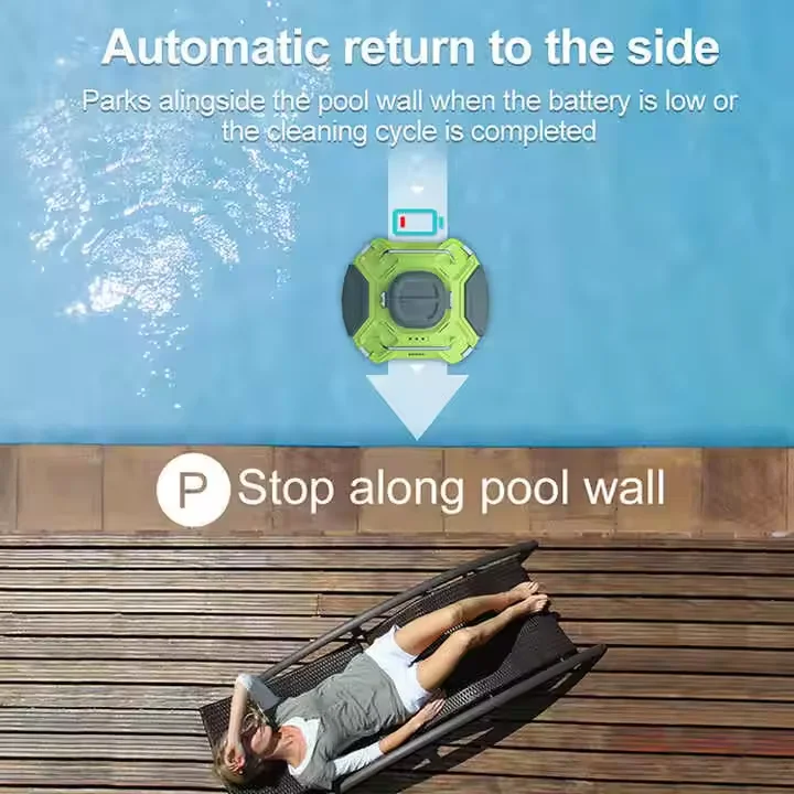 Limpiador de piscinas robótico inalámbrico El aspirador de piscinas dura 180 minutos Indicador LED Auto-Park Ideal