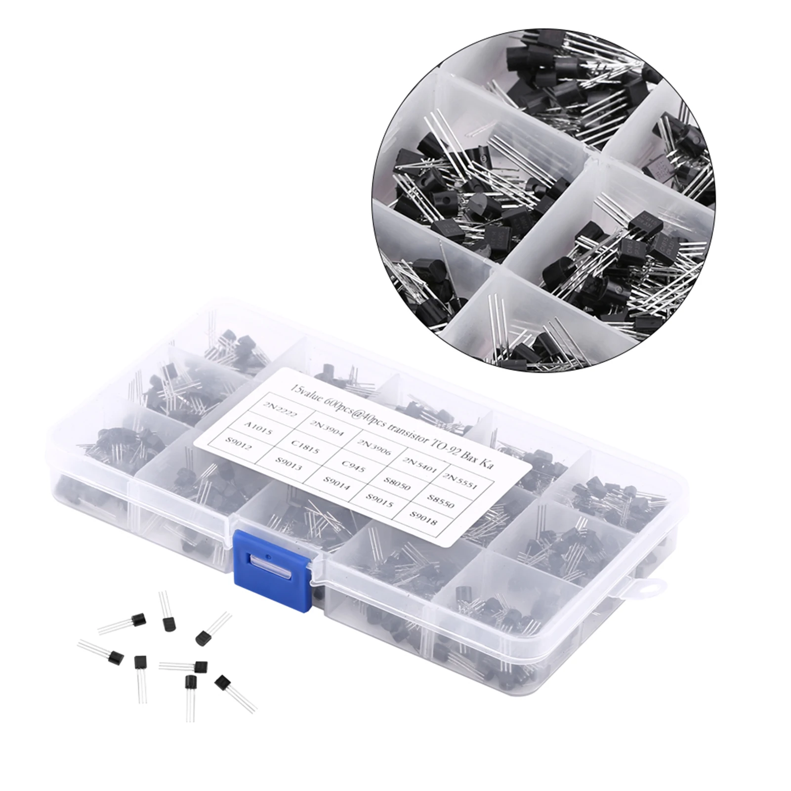 600Pcs 15 Types Mixed Transistors TO‑92 Assortment Transistor Box Kit Transistor§Semiconductor,Triode§Assorted,Transistor§Triode