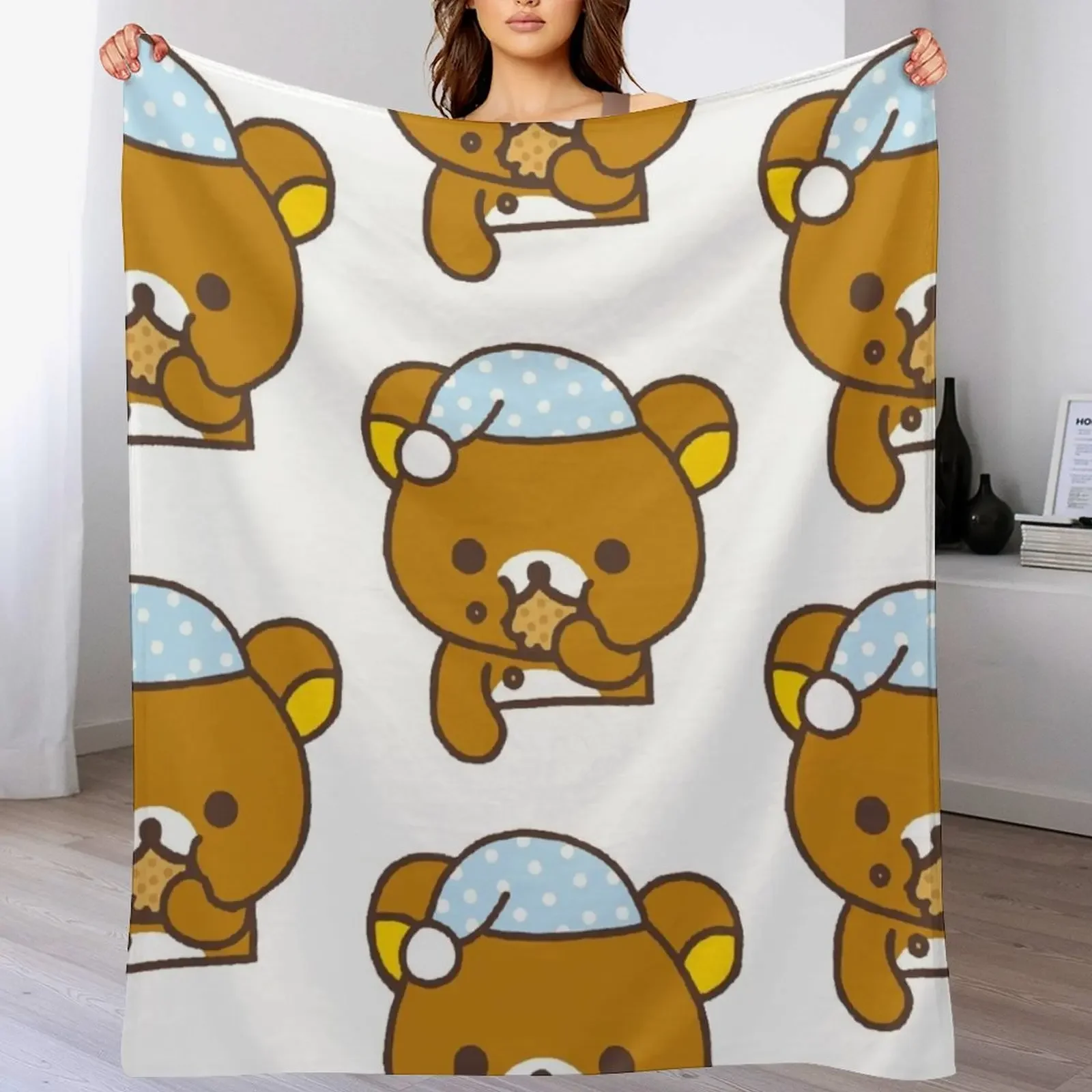 

Kawaii Cute Bear Rilakkuma Throw Blanket Soft Warm Blanket Gift for Men Women Adults