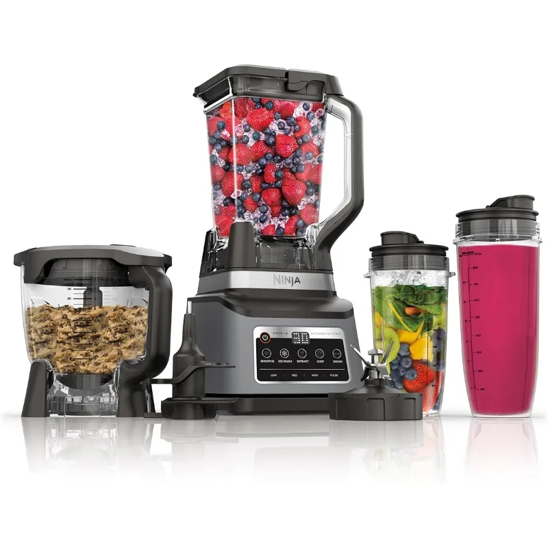 Ninja BN801 Professional Plus sistem dapur, 1400 WP, 5 fungsi untuk membuat Smoothies, memotong, adonan & lainnya dengan IQ otomatis, 72 oz.