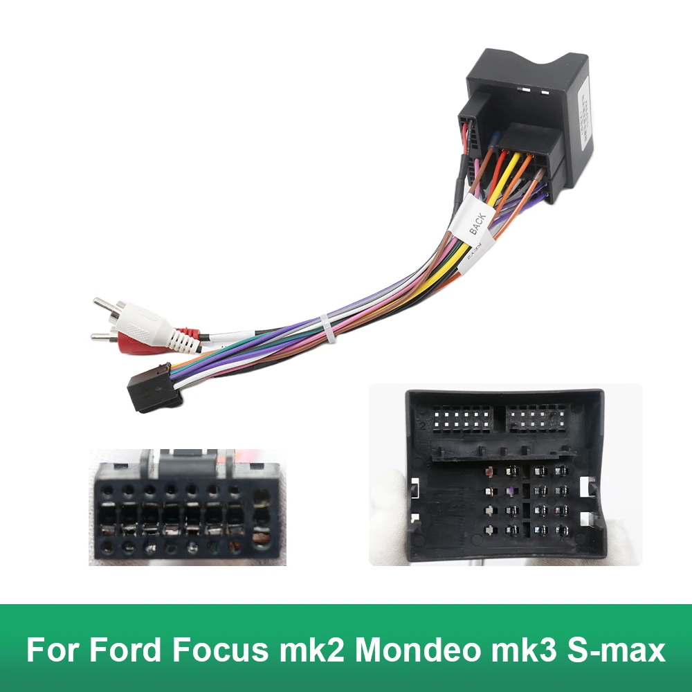 

16-контактный разъем для Ford Focus Mk2, жгут проводов, радиоадаптер, антенна, автомобильный головной блок, соединительный кабель 12 В для Mondeo Mk3 S-max