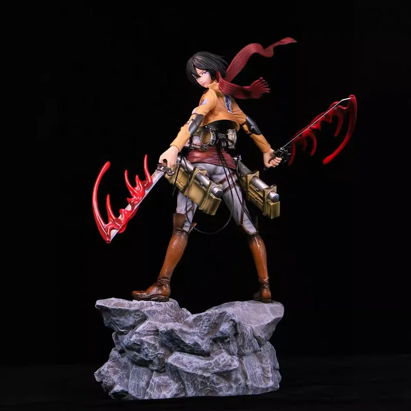 

33cm Attack On Titan Mikasa Ackerman Anime Girl Figure Model Gk Statue Boys Collection Desktop Decoration Ornament Toys Gifts