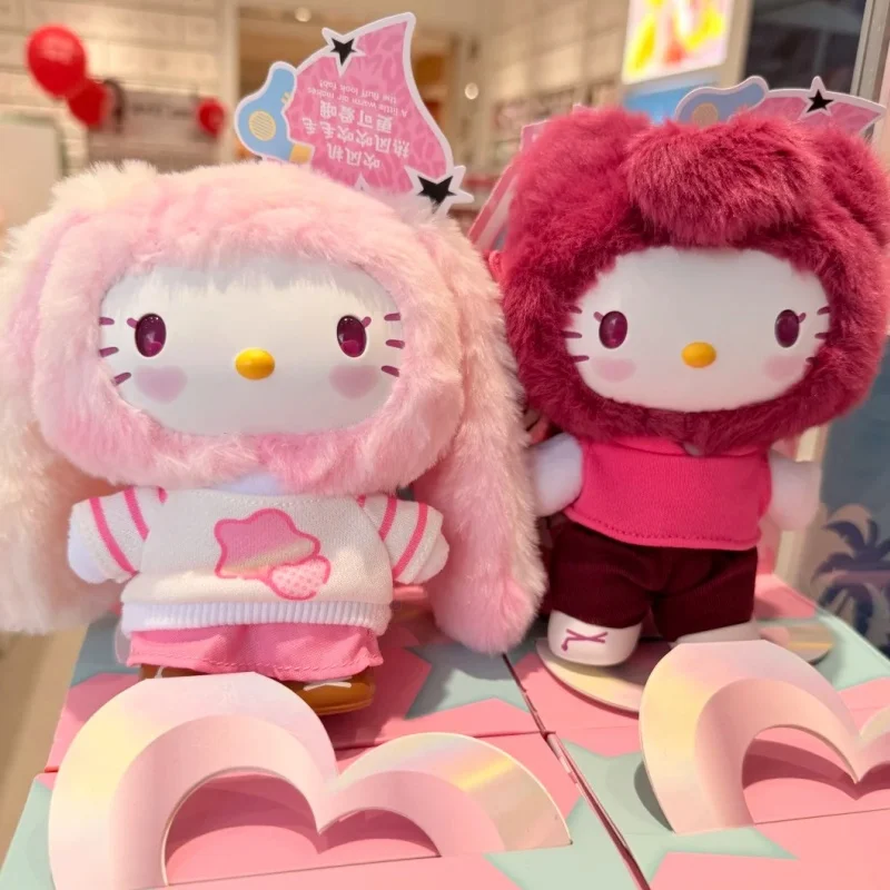 

Подлинная бархатная подвеска Hello-Kitty в стиле поп-звезды, серия слепая коробка, виниловые игрушки для лица, милые кавайные украшения для рабочего стола, подарки-сюрпризы для девочек